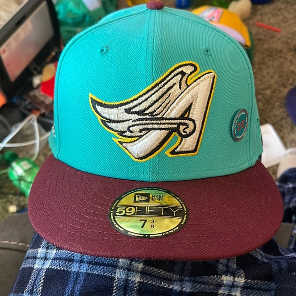 Hat Club Exclusive New Era 59/50 two tone LA Angels 59th An Teal/Maroon 7 3/8 - Picture 1 of 3
